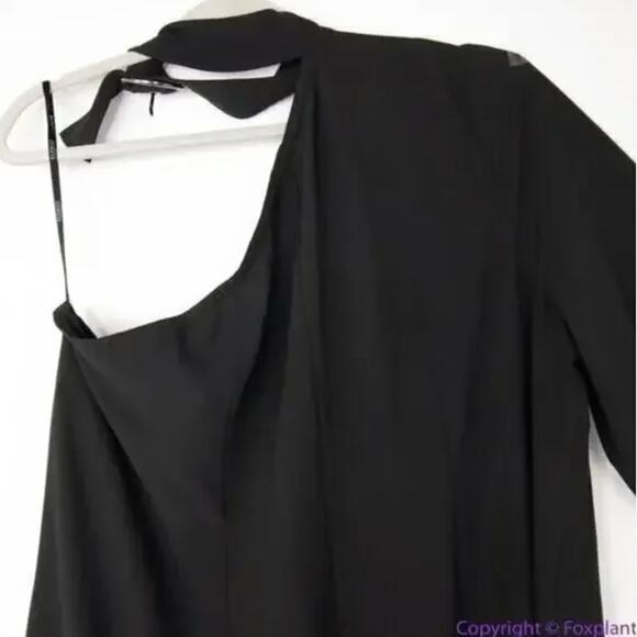 New! Eloquii Black One Shoulder Dress with Buckle Detail, women's plus size 16 - Picture 8 of 16